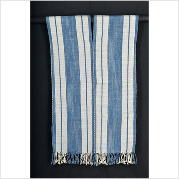 Natural organic dye cotton, handwoven neutral earth tone tribal textile, Karen Hmong fabric, Thai striped boho throw CLE54