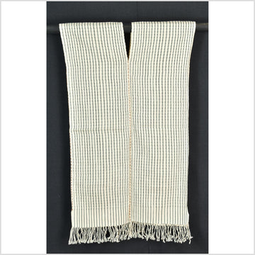 Natural organic dye cotton, handwoven neutral earth tone tribal textile, Karen Hmong fabric, Thai striped boho throw CLE57