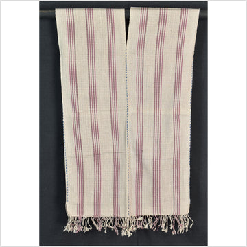 Natural organic dye cotton, handwoven neutral earth tone tribal textile, Karen Hmong fabric, Thai striped boho throw CLE63