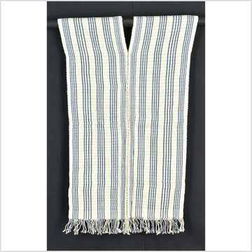 Natural organic dye cotton, handwoven neutral earth tone tribal textile, Karen Hmong fabric, Thai striped boho throw CLE66