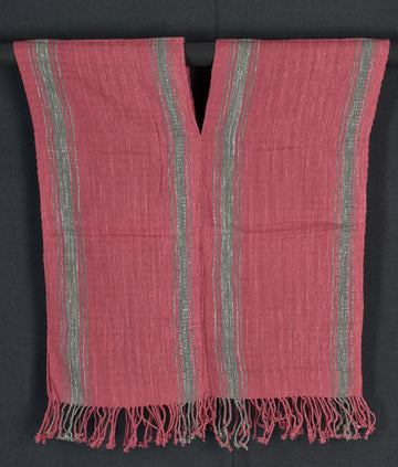 Natural organic dye cotton, handwoven neutral earth tone tribal textile, Karen Hmong fabric, Thai striped boho throw CLE6