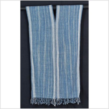 Natural organic dye cotton, handwoven neutral earth tone tribal textile, Karen Hmong fabric, Thai striped boho throw CLE81