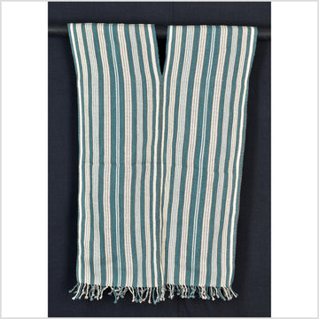 Natural organic dye cotton, handwoven neutral earth tone tribal textile, Karen Hmong fabric, Thai striped boho throw CLE82