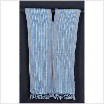 Natural organic dye cotton, handwoven neutral earth tone tribal textile, Karen Hmong fabric, Thai striped boho throw CLE89