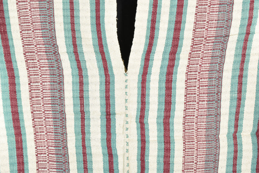 Natural organic dye cotton, handwoven neutral earth tone tribal textile, Karen Hmong fabric, Thai striped boho throw CLE8