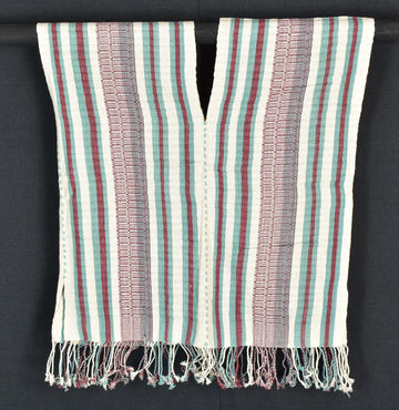 Natural organic dye cotton, handwoven neutral earth tone tribal textile, Karen Hmong fabric, Thai striped boho throw CLE8