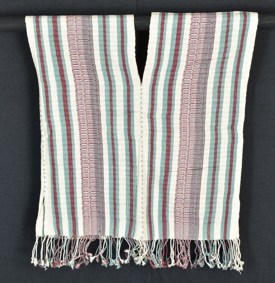 Natural organic dye cotton, handwoven neutral earth tone tribal textile, Karen Hmong fabric, Thai striped boho throw CLE8