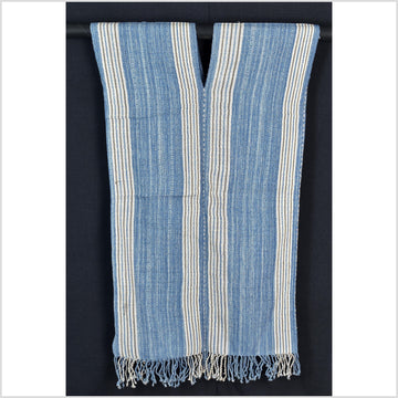 Natural organic dye cotton, handwoven neutral earth tone tribal textile, Karen Hmong fabric, Thai striped boho throw CLE91