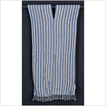 Natural organic dye cotton, handwoven neutral earth tone tribal textile, Karen Hmong fabric, Thai striped boho throw CLE93