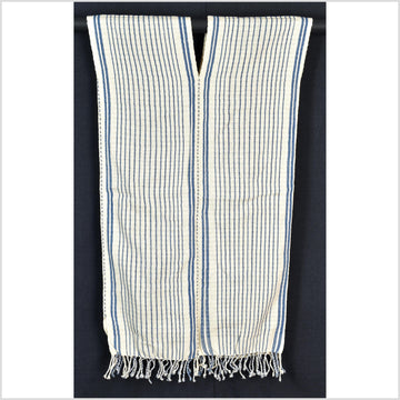 Natural organic dye cotton, handwoven neutral earth tone tribal textile, Karen Hmong fabric, Thai striped boho throw CLE95