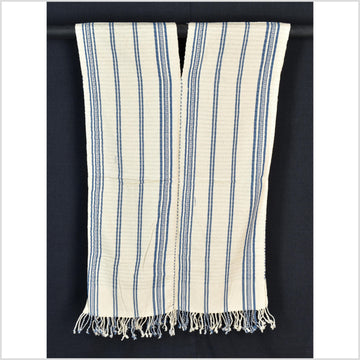 Natural organic dye cotton, handwoven neutral earth tone tribal textile, Karen Hmong fabric, Thai striped boho throw CLE99