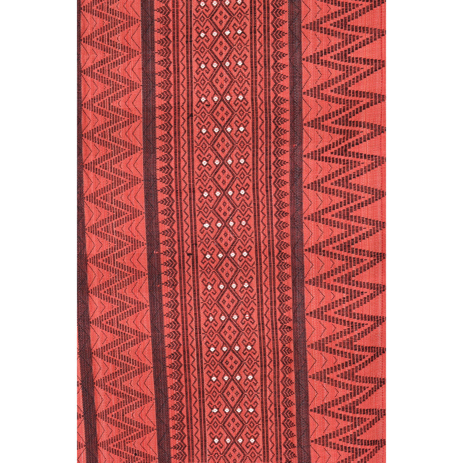 Red & black tribal home decor ethnic Naga blanket minimalist neutral handwoven cotton throw boho Thailand Burma India tapestry EC35