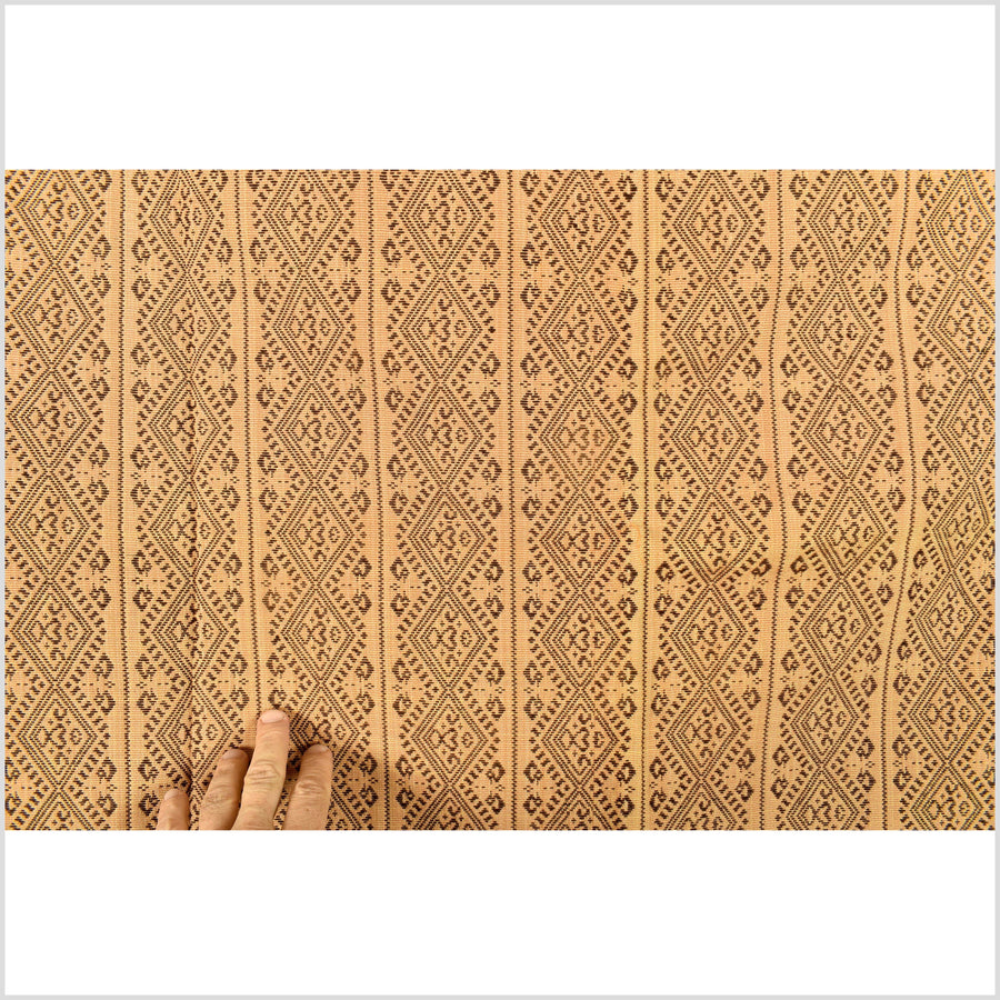 Dark brown & peach cotton Chin/Naga tribal textile ethnic embroidered boho fabric Burma hill tribe tapestry Thailand India Hmong EC50
