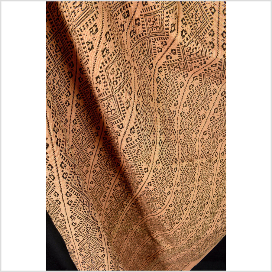 Black & peach cotton Chin/Naga tribal textile ethnic embroidered boho fabric Burma hill tribe tapestry Thailand India Hmong EC51