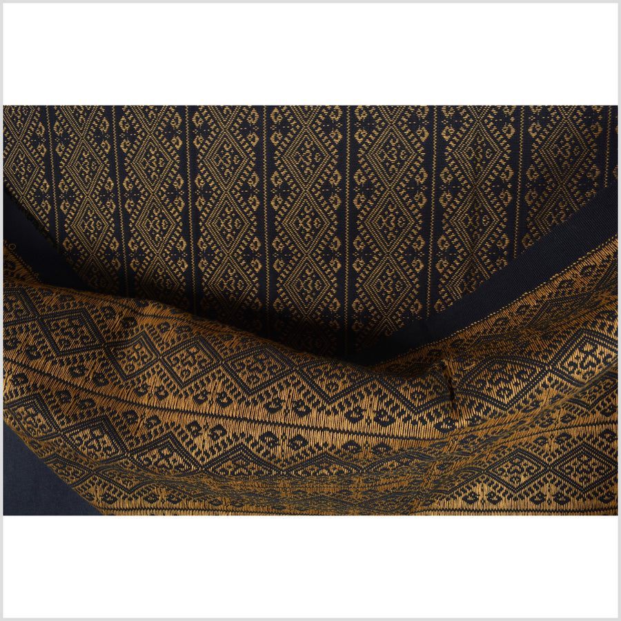Burnt orange & black cotton Chin/Naga tribal textile ethnic embroidered boho fabric Burma hill tribe tapestry Thailand India Hmong EC72