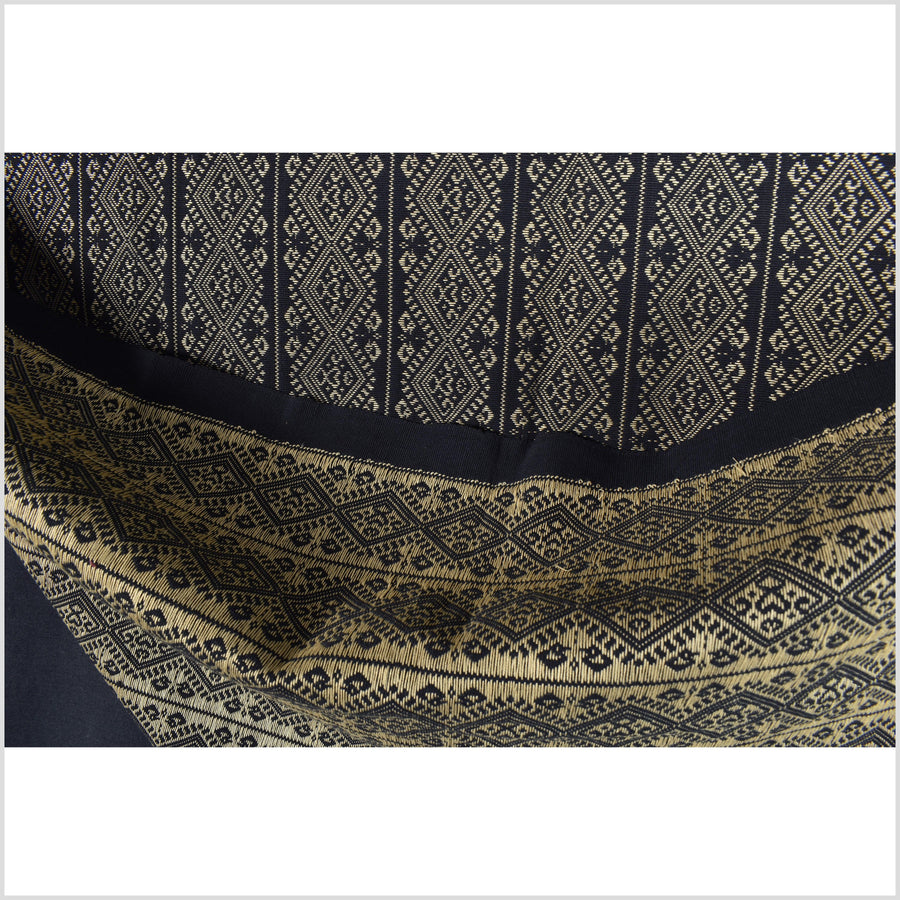 Beige & black cotton Chin/Naga tribal textile ethnic embroidered boho fabric Burma hill tribe tapestry Thailand India Hmong EC73