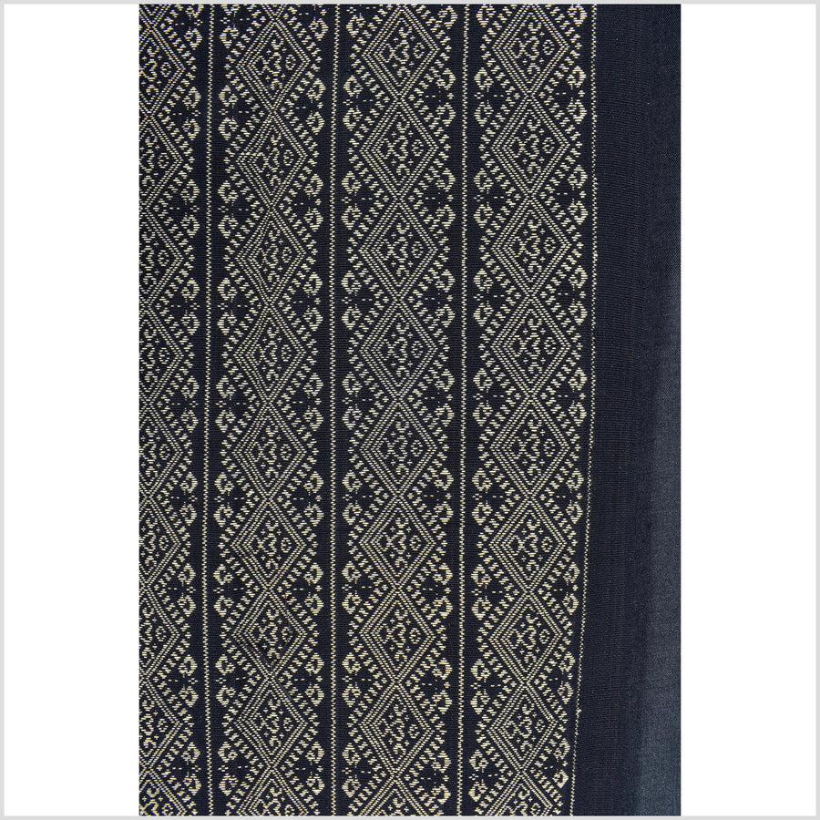 Beige & black cotton Chin/Naga tribal textile ethnic embroidered boho fabric Burma hill tribe tapestry Thailand India Hmong EC73