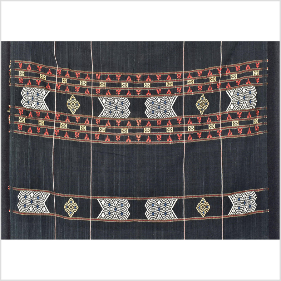 Vintage tribal tapestry, Naga ethnic blanket, tribal home decor, handwoven cotton bed throw, stripe boho fabric India embroidered cloth EC89