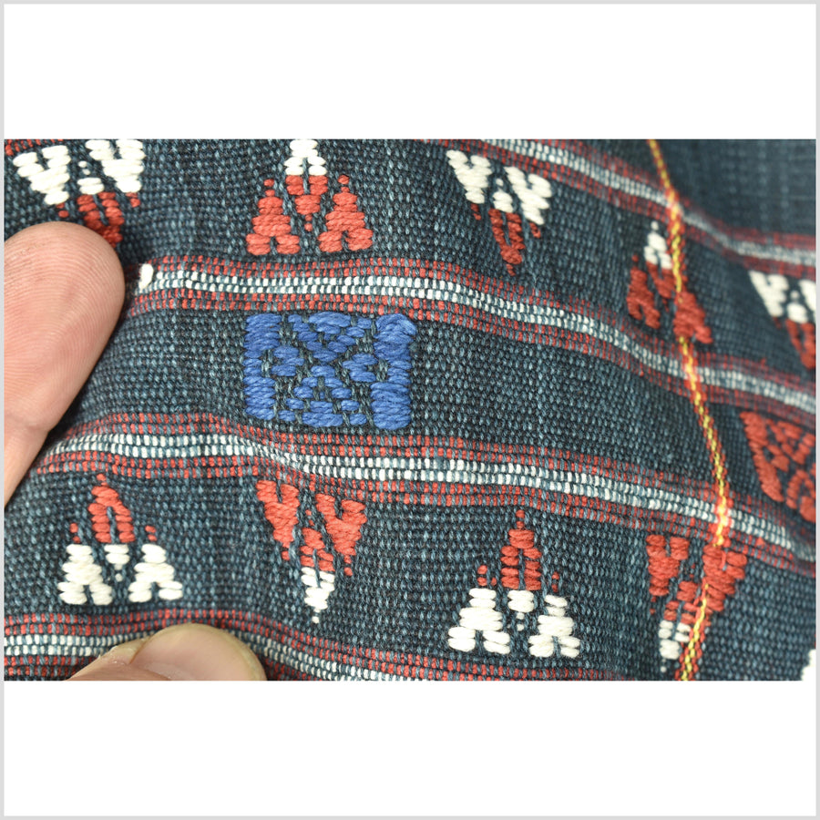 Special, hard to find indigo blue Naga minority textile, ethnic tribal home decor blanket, handwoven cotton bed throw Burma boho Chin India textile EC95