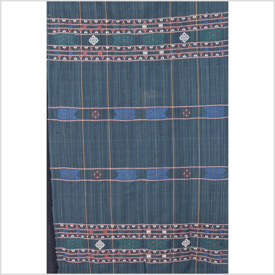 Special, hard to find indigo blue Naga minority textile, ethnic tribal home decor blanket, handwoven cotton bed throw Burma boho Chin India textile EC95