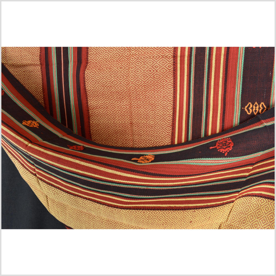 Vintage tribal home decor ethnic Naga blanket, multi-color, beige, red, handwoven cotton throw boho Thailand Burma India tapestry EW180