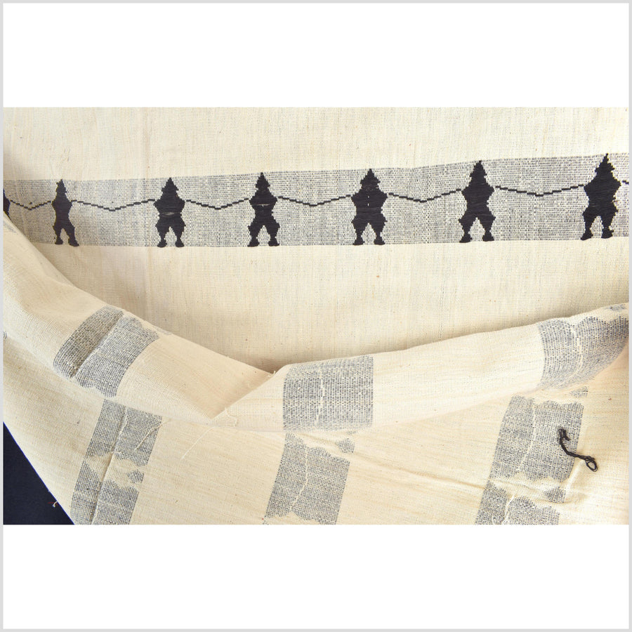 Superb, vintage tribal home decor ethnic Naga blanket, neutral, handwoven cotton throw boho Thailand Burma India tapestry EW185