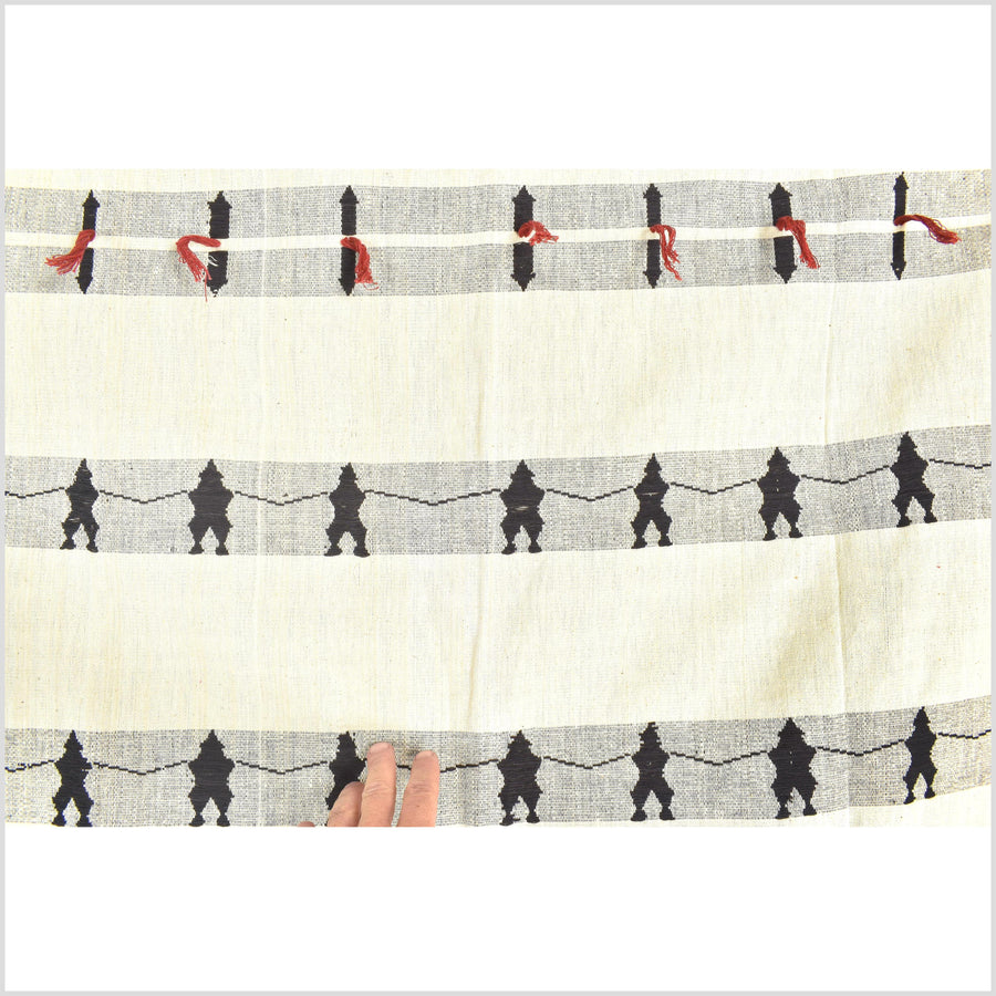 Superb, vintage tribal home decor ethnic Naga blanket, neutral, handwoven cotton throw boho Thailand Burma India tapestry EW185