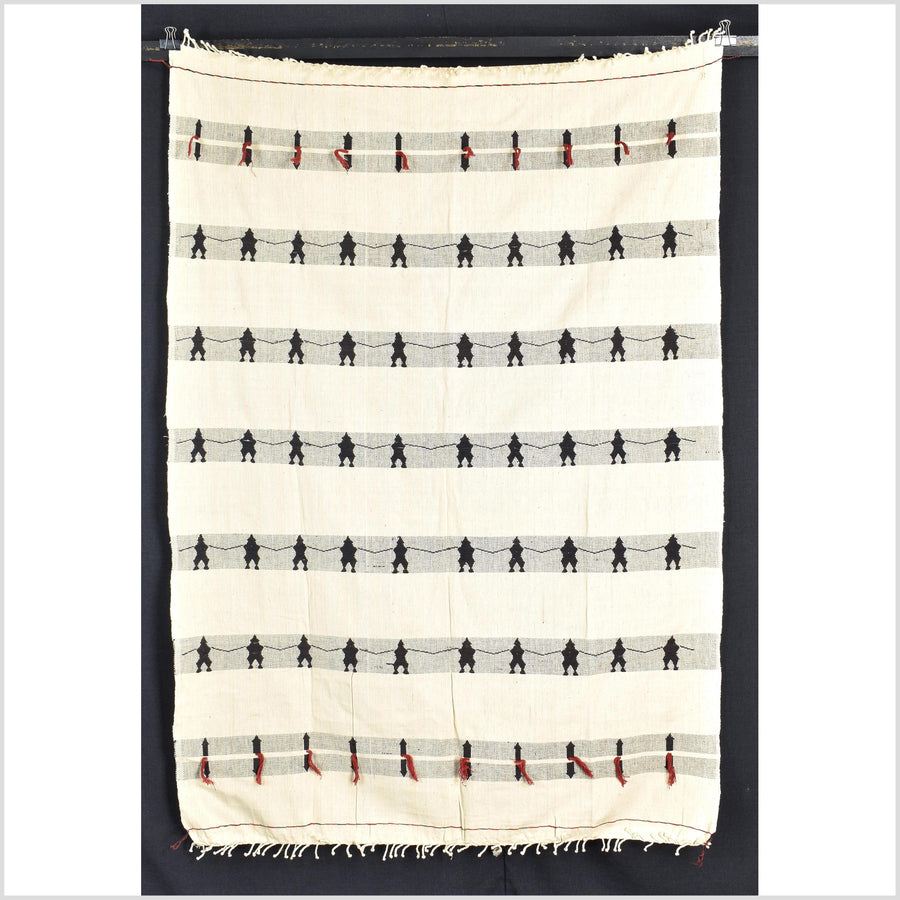 Superb, vintage tribal home decor ethnic Naga blanket, neutral, handwoven cotton throw boho Thailand Burma India tapestry EW185