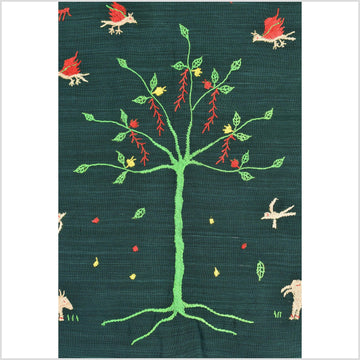 Evergreen Naga tribal textile cotton story quilt jungle hut embroidered boho Burma hill tribe tapestry Thailand India EW210