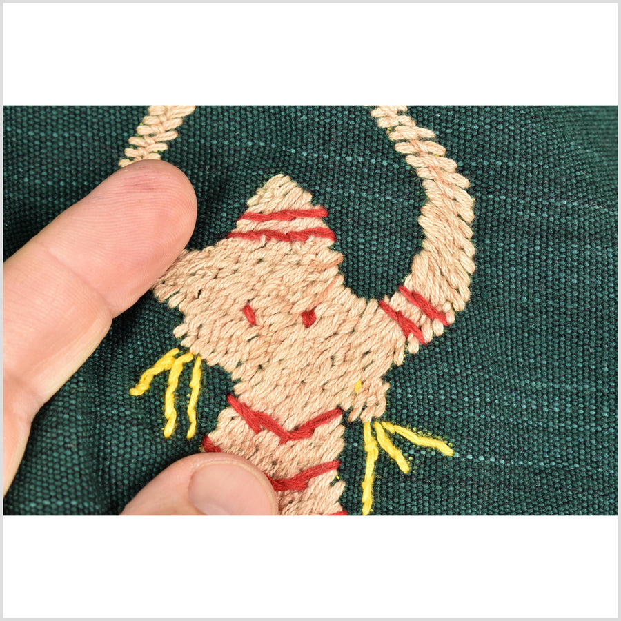 Evergreen Naga tribal textile cotton story quilt jungle hut embroidered boho Burma hill tribe tapestry Thailand India EW212