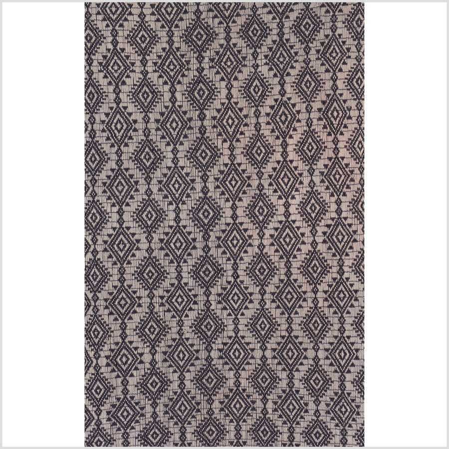 Beautiful Indonesian hill tribe home decor, boho fabric natural ethnic tapestry, Sumba Pahikung gray mocha traditional handwoven tribal cotton textile runner EW232