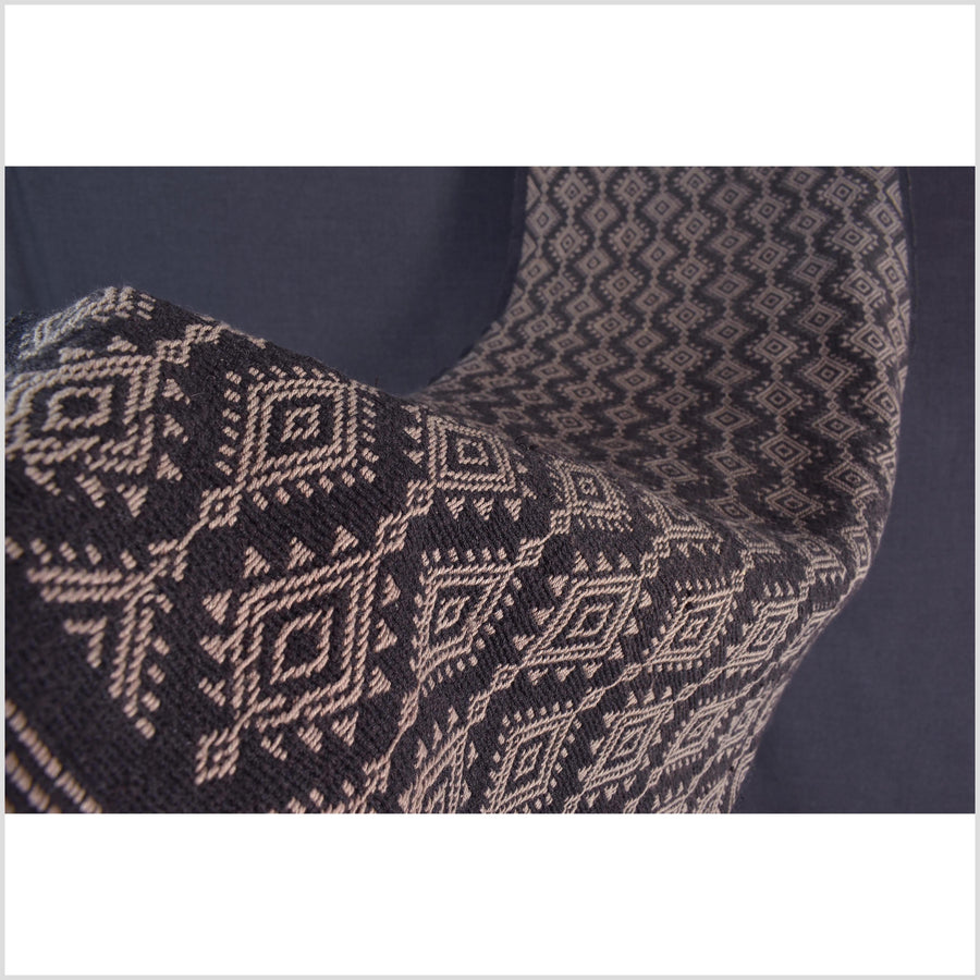 Beautiful Indonesian hill tribe home decor, boho fabric natural ethnic tapestry, Sumba Pahikung gray mocha traditional handwoven tribal cotton textile runner EW232