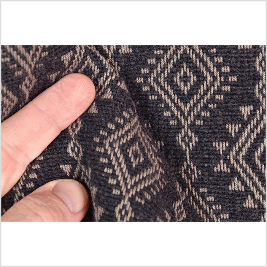 Beautiful Indonesian hill tribe home decor, boho fabric natural ethnic tapestry, Sumba Pahikung gray mocha traditional handwoven tribal cotton textile runner EW232