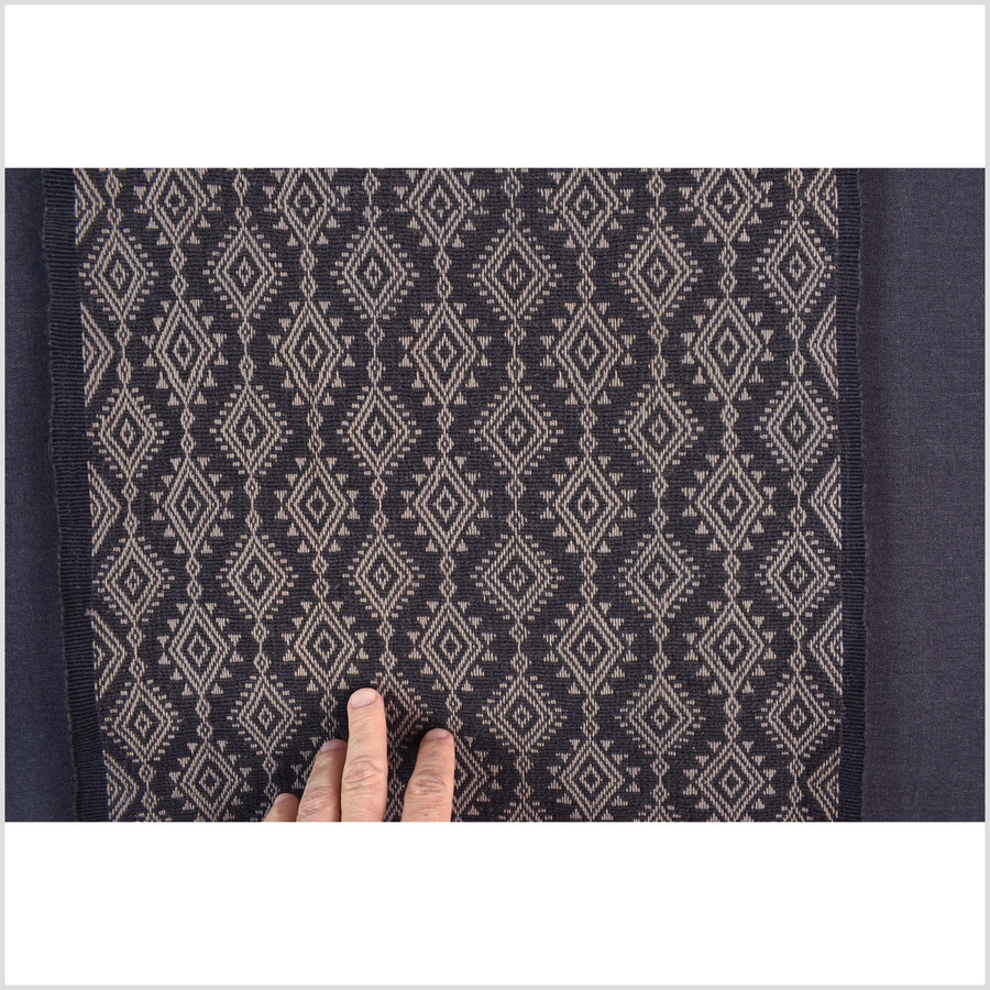 Beautiful Indonesian hill tribe home decor, boho fabric natural ethnic tapestry, Sumba Pahikung gray mocha traditional handwoven tribal cotton textile runner EW232