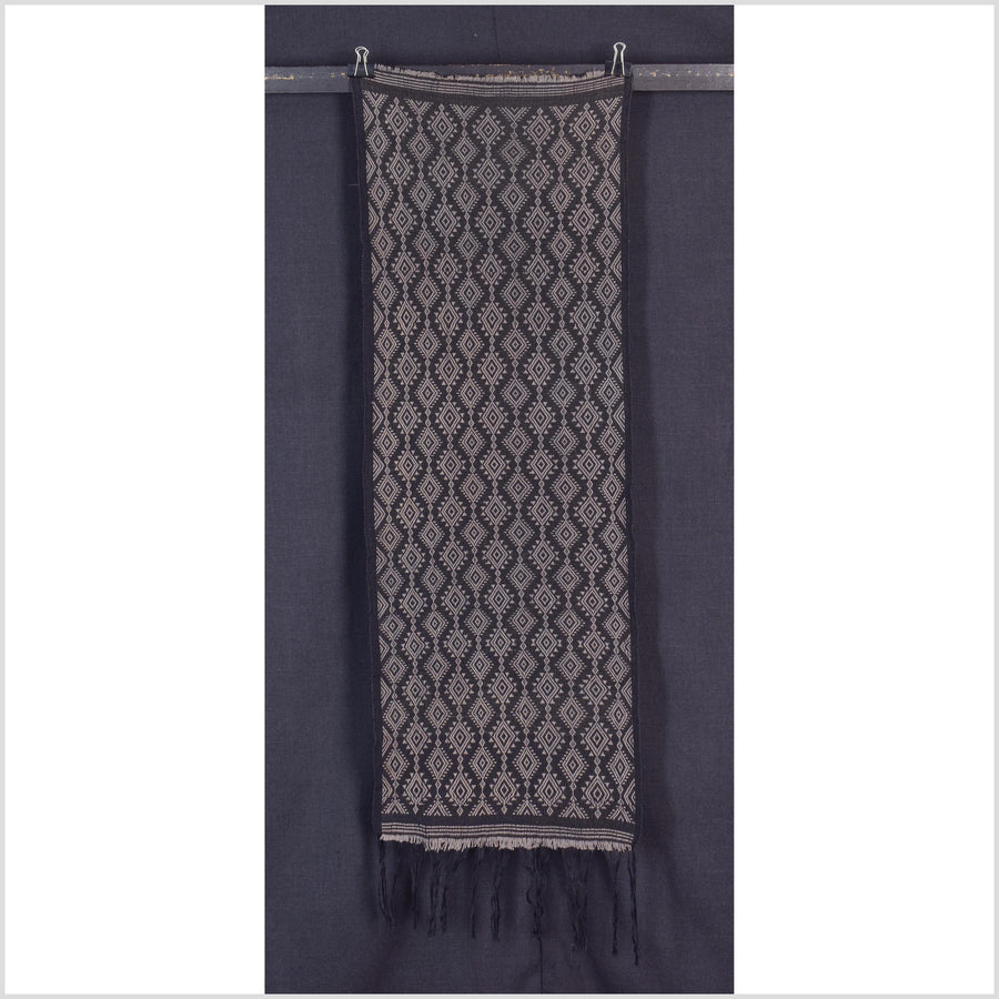 Beautiful Indonesian hill tribe home decor, boho fabric natural ethnic tapestry, Sumba Pahikung gray mocha traditional handwoven tribal cotton textile runner EW232