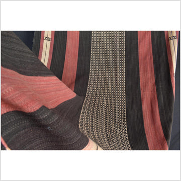 Spectacular vintage tribal home decor ethnic Naga blanket, natural dye, handwoven cotton throw boho Thailand Burma India tapestry EW244