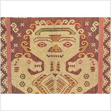 Fabulous & mysterious, Indonesian hill tribe home decor, natural color ethnic tapestry, Sumba Pahikung organic dye traditional handwoven tribal cotton textile runner EW34