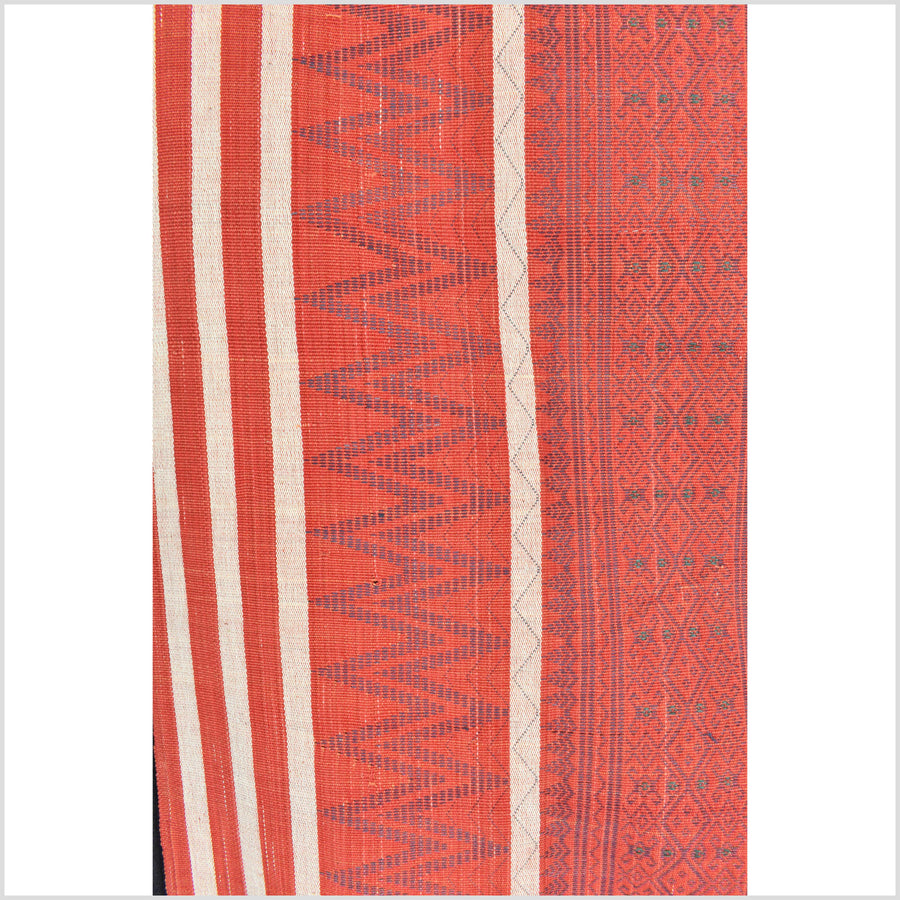 Orange-red tribal home decor ethnic Naga blanket geometric neutral handwoven cotton throw boho Thailand Burma India blanket EW71