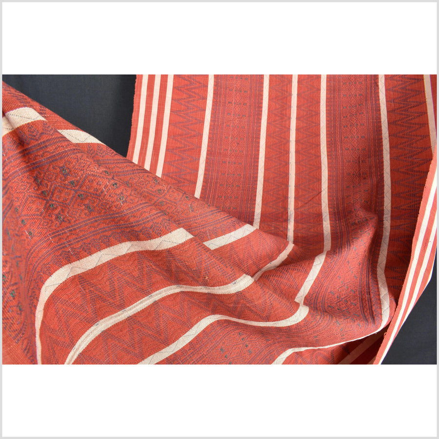 Orange-red tribal home decor ethnic Naga blanket geometric neutral handwoven cotton throw boho Thailand Burma India blanket EW71