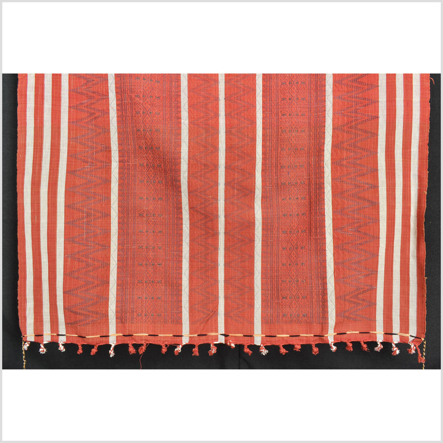 Orange-red tribal home decor ethnic Naga blanket geometric neutral handwoven cotton throw boho Thailand Burma India blanket EW71