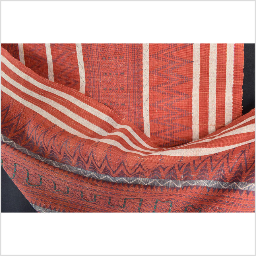 Orange-red tribal home decor ethnic Naga blanket geometric neutral handwoven cotton throw boho Thailand Burma India blanket EW71