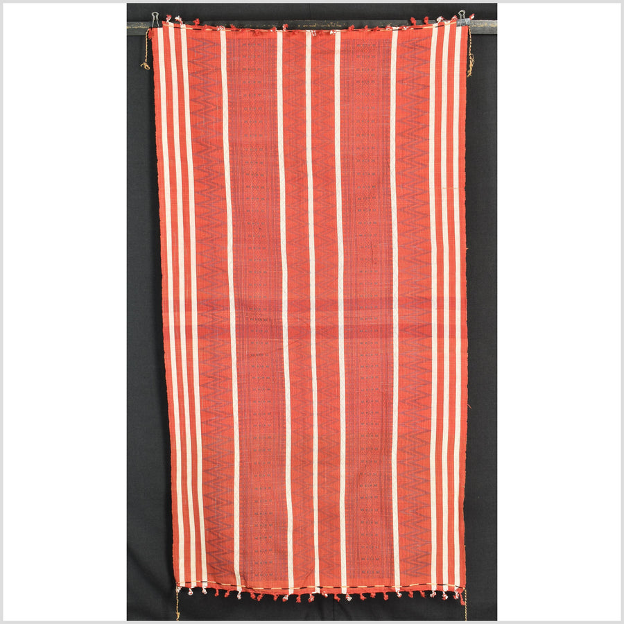 Orange-red tribal home decor ethnic Naga blanket geometric neutral handwoven cotton throw boho Thailand Burma India blanket EW71