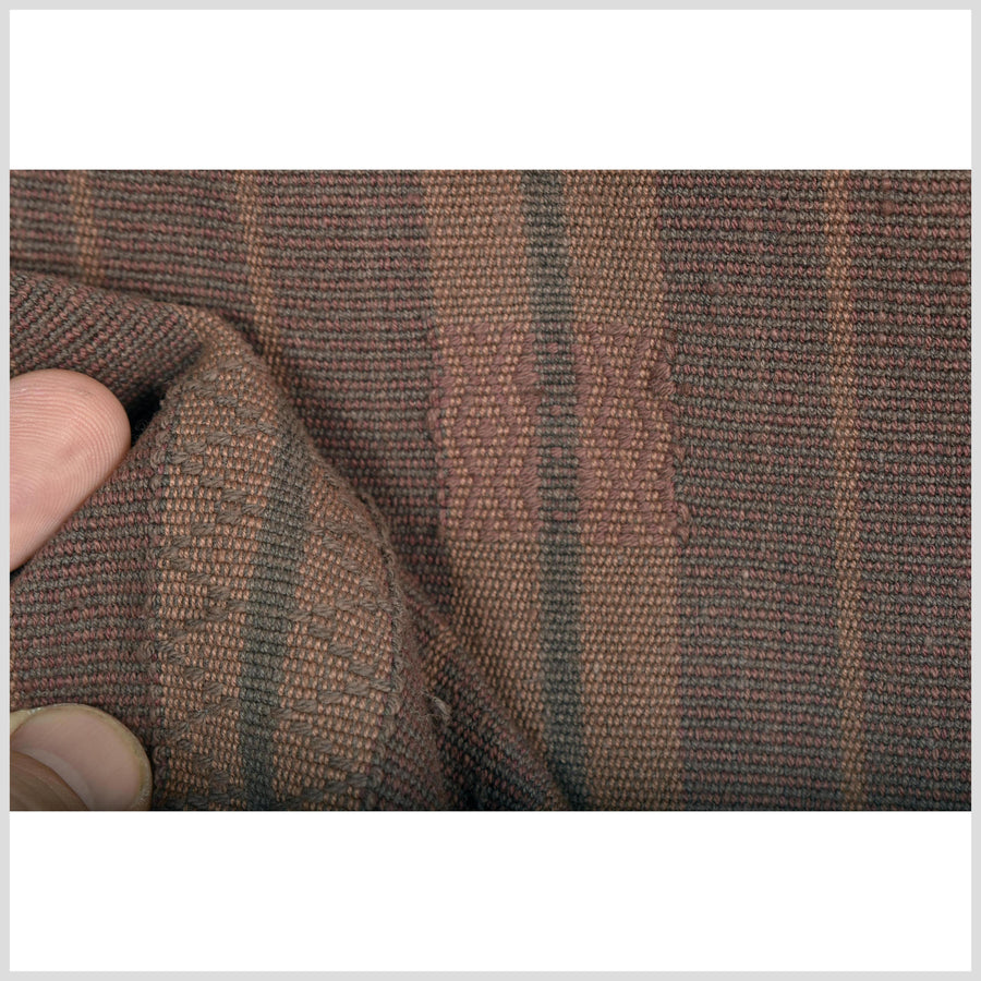 Copper bronze geometric Naga tribal textile, ethnic embroidered boho fabric Burma hill tribe tapestry Thailand India Hmong II132