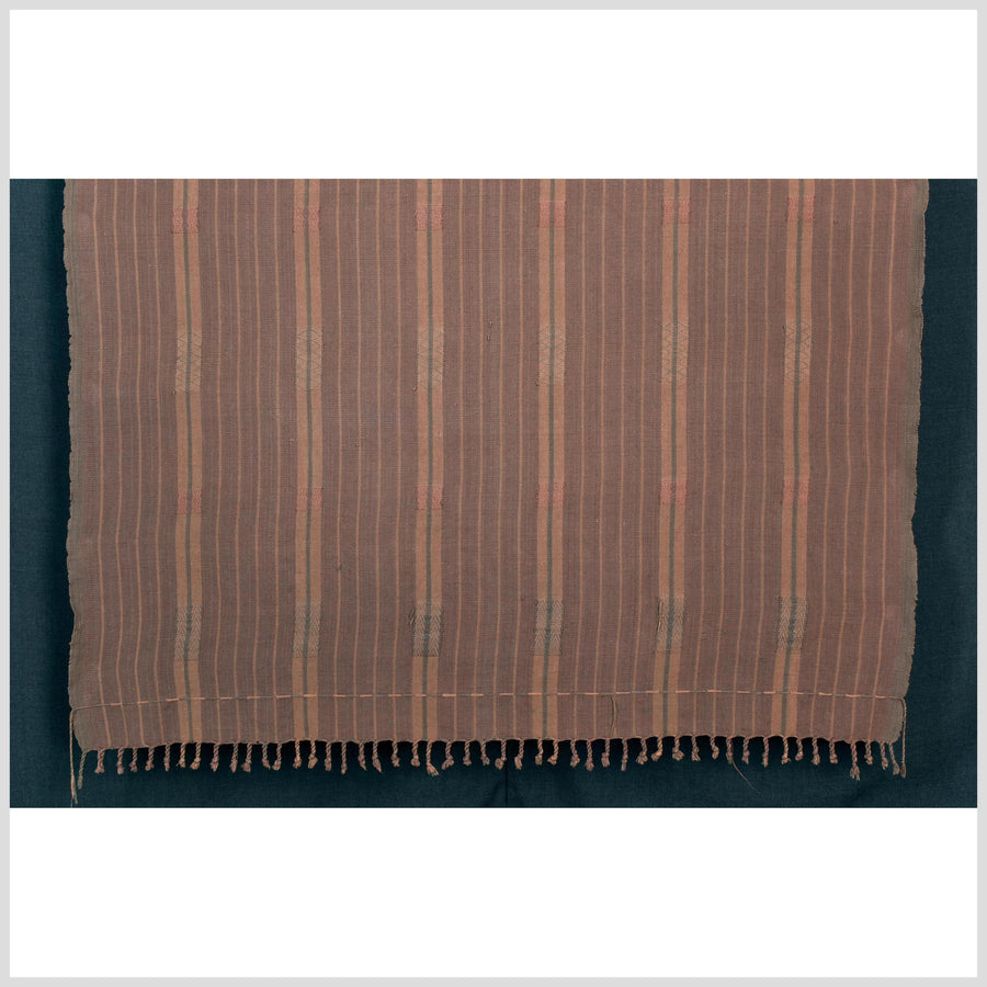 Copper bronze geometric Naga tribal textile, ethnic embroidered boho fabric Burma hill tribe tapestry Thailand India Hmong II132
