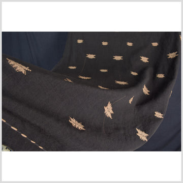Ethnic Naga blanket, handwoven tribal cotton throw, mocha stars on black background, boho tapestry India textile runner ii133