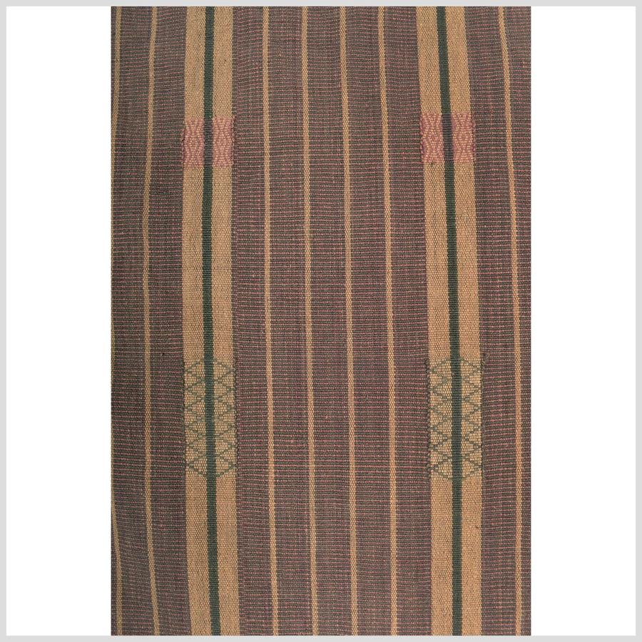 Copper orange geometric Naga tribal textile, ethnic embroidered boho fabric Burma hill tribe tapestry Thailand India Hmong II134