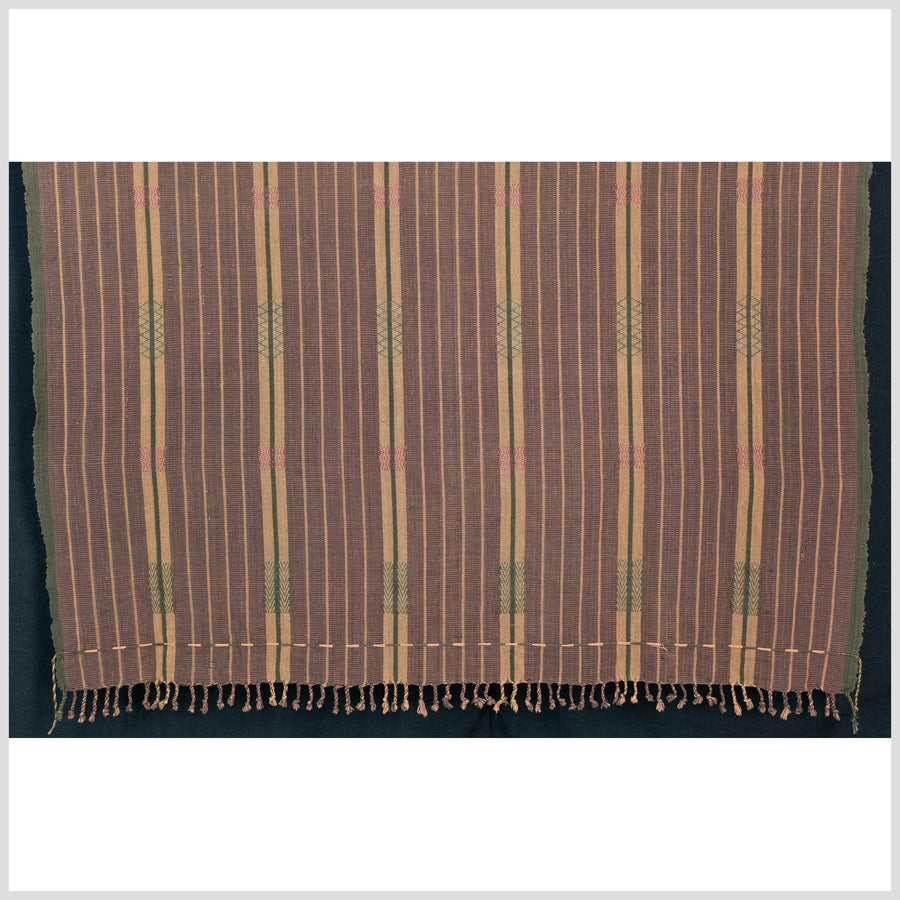 Copper orange geometric Naga tribal textile, ethnic embroidered boho fabric Burma hill tribe tapestry Thailand India Hmong II134
