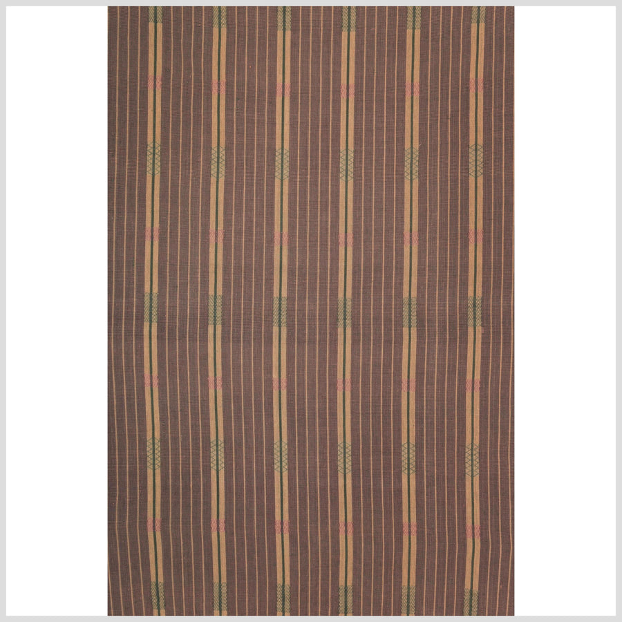 Copper orange geometric Naga tribal textile, ethnic embroidered boho fabric Burma hill tribe tapestry Thailand India Hmong II134