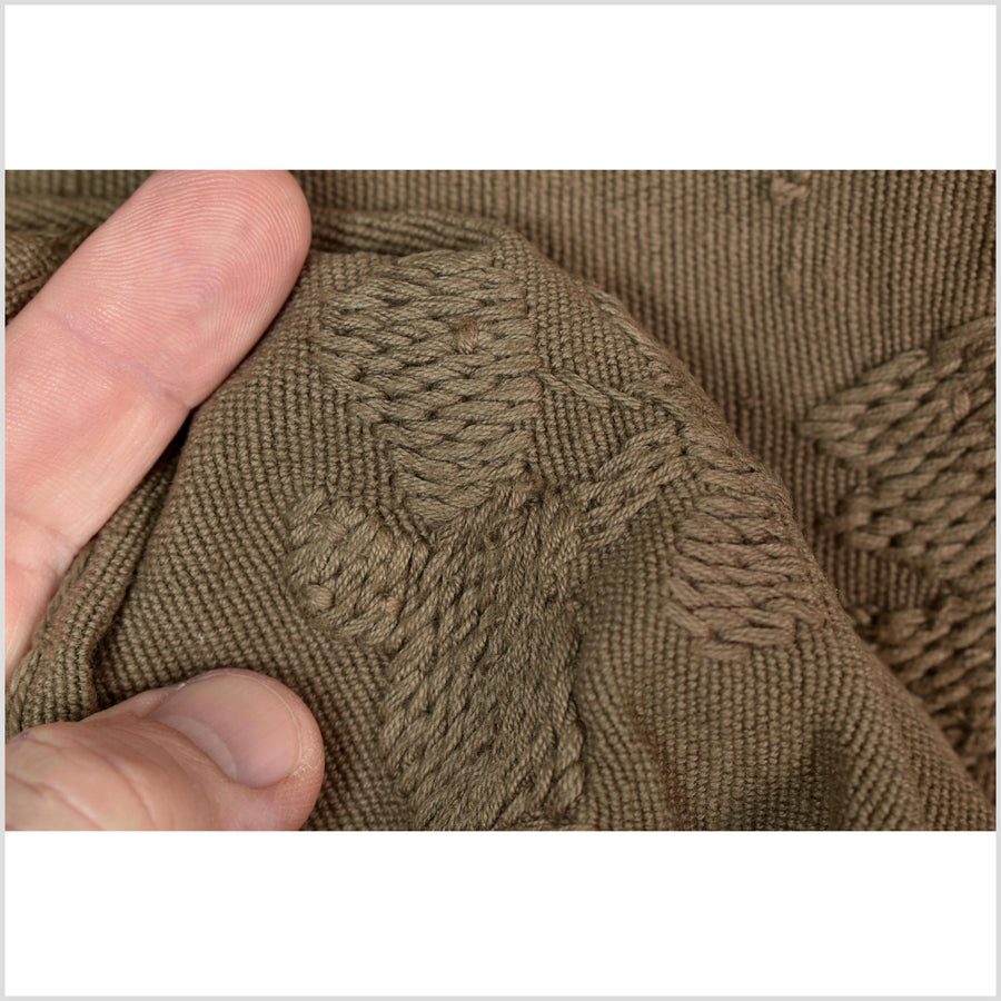 Beautiful, rich brown cotton story quilt Naga tribal textile ethnic embroidered boho fabric Burma hill tribe tapestry Thailand India Hmong II137