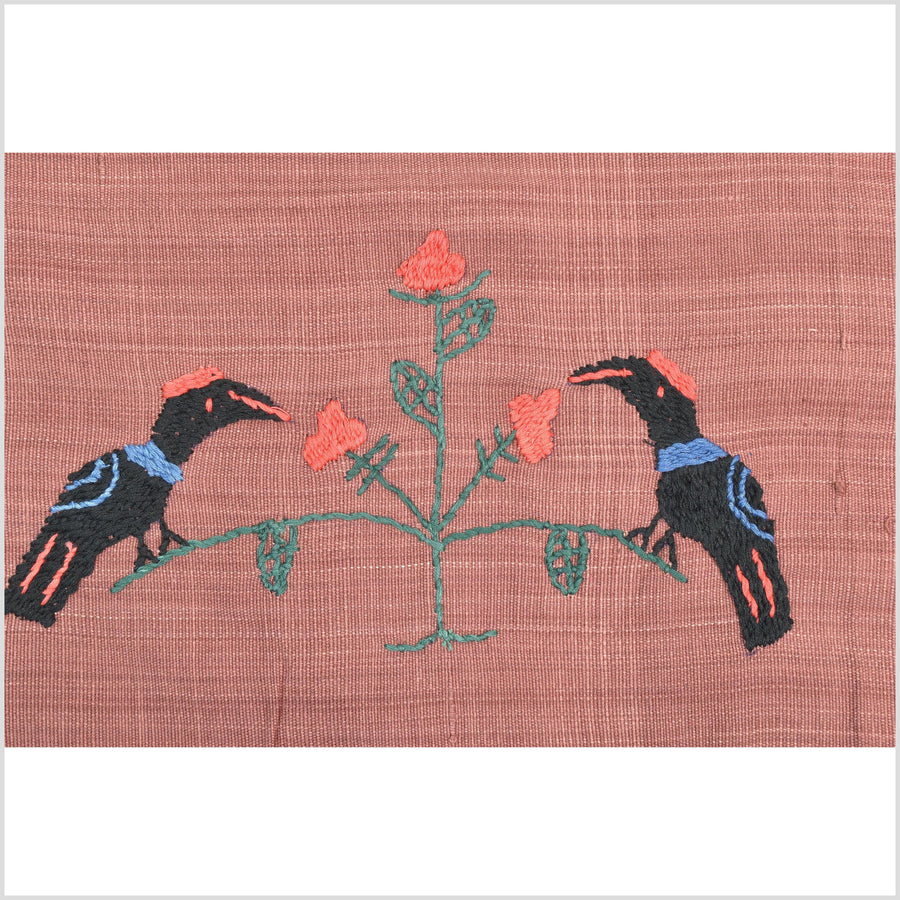 Plum brown cotton story quilt Naga tribal textile ethnic embroidered boho fabric Burma hill tribe tapestry Thailand India Hmong II140